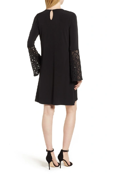 Shop Michael Michael Kors Lace Inset Bell Sleeve Swing Dress In Black
