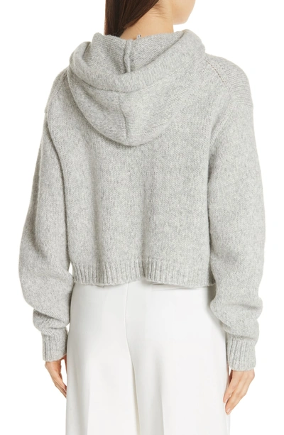 Shop Tibi Genuine Alpaca Fur Pocket Hoodie In Heather Grey Mu