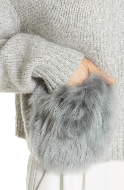 Shop Tibi Genuine Alpaca Fur Pocket Hoodie In Heather Grey Mu