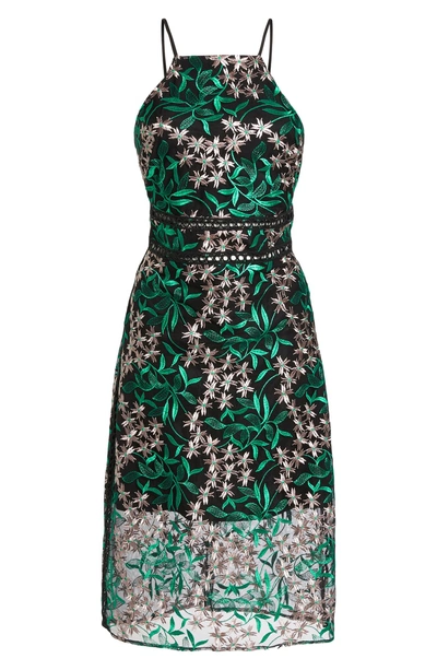 Shop Sam Edelman Embroidered Lace Pencil Dress In Pink/ Green