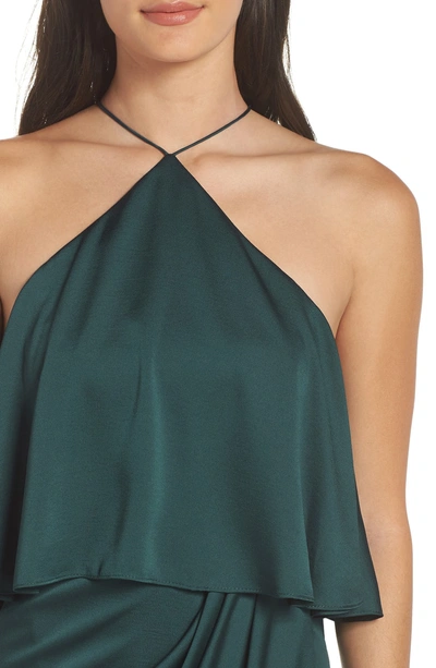 Shop Shona Joy Ruffle Halter Tulip Gown In Emerald