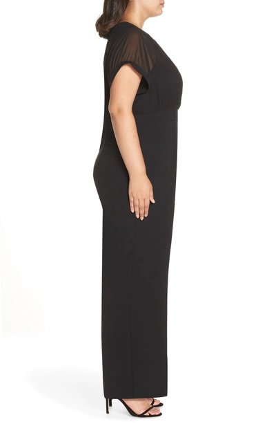 Shop Vince Camuto Chiffon Sleeve Crepe Jumpsuit In Black