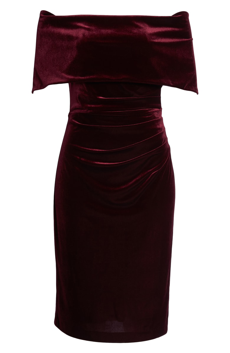 vince camuto off shoulder velvet dress