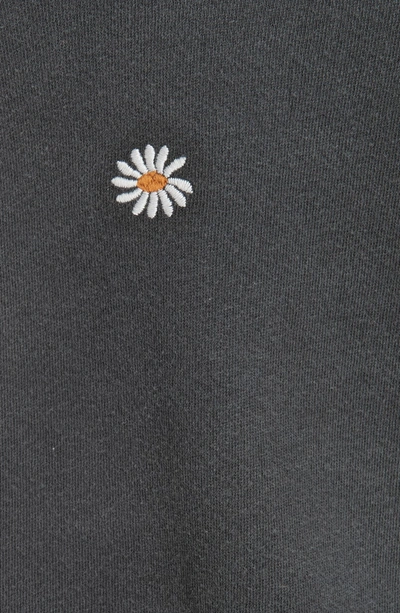 Shop The Great The Daisy Embroidered College Sweatshirt In Washed Black W/ Daisy