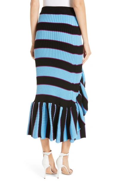 Shop Kenzo Ruffle Trim Ribbed Stripe Skirt In Multicolor
