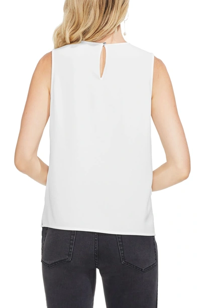 Shop Vince Camuto Asymmetrical Fringe Front Tank Top In Pearl Ivory