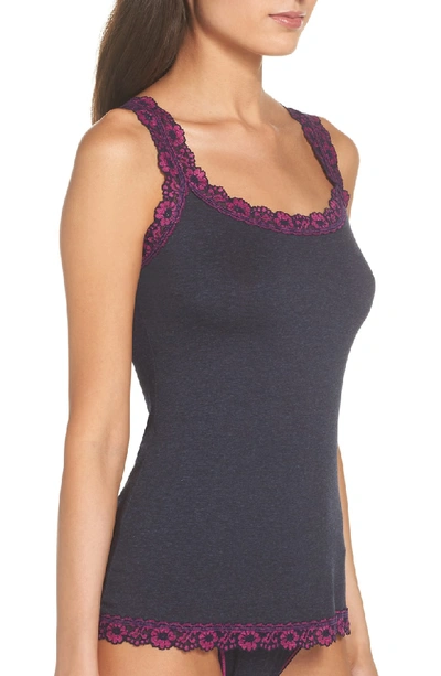 Shop Hanky Panky Classic Heather Jersey Camisole In Navy/ Bright Amethyst Pink