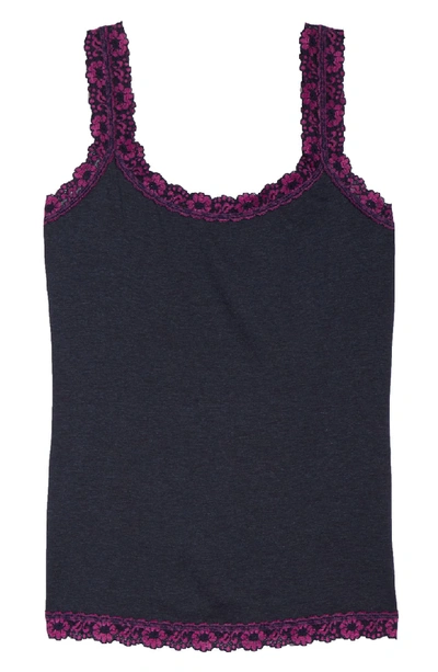 Shop Hanky Panky Classic Heather Jersey Camisole In Navy/ Bright Amethyst Pink