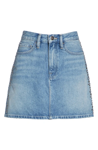 Shop Frame Le Studded Denim Miniskirt In Elsden