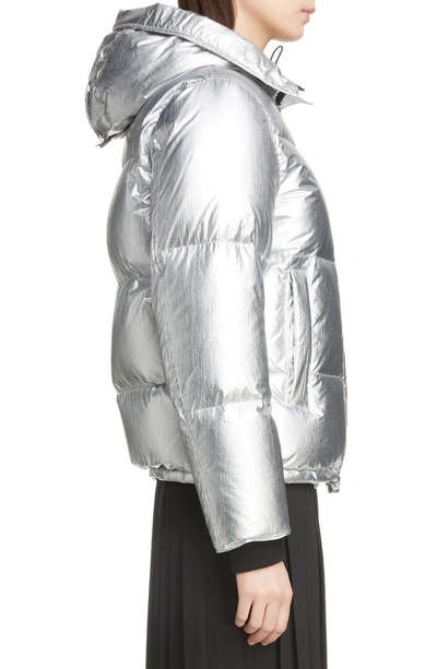 Shop Kenzo Metallic Down Puffer Coat In Silver