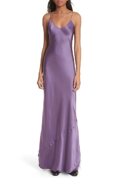 Shop Nili Lotan Silk Camisole Gown In Lilac