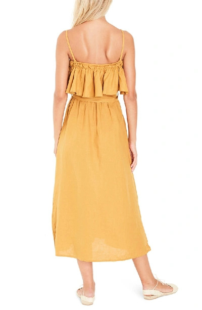 Shop Faithfull The Brand Santo Linen Midi Dress In Plain Marigold