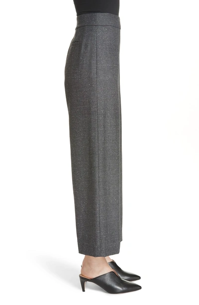 Shop Rebecca Taylor Wide Leg Crop Wool & Silk Blend Trousers In Grey