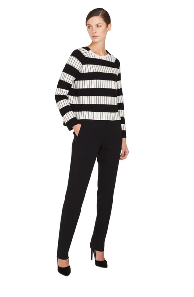 Shop Akris Stripe Sweater In Black/ Paper