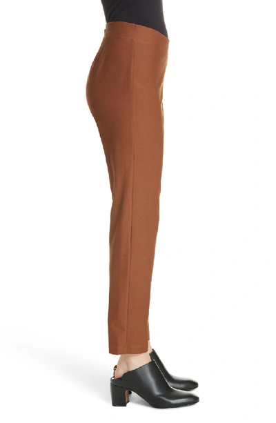 Shop Eileen Fisher Stretch Crepe Slim Ankle Pants In Nutmeg