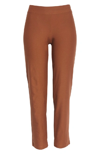 Shop Eileen Fisher Stretch Crepe Slim Ankle Pants In Nutmeg