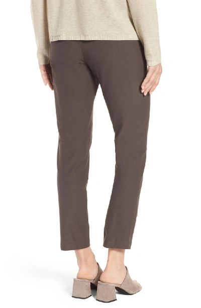 Shop Eileen Fisher Stretch Crepe Slim Ankle Pants In Rye