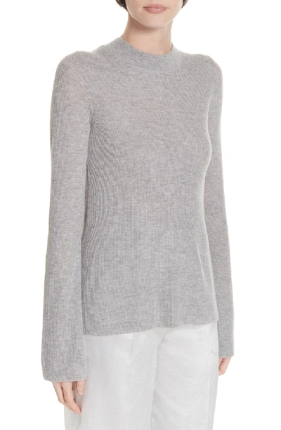 Shop Vince Ribbed Cashmere Sweater In H Steel