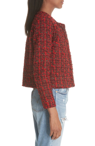 Shop Iro Metallic Tweed Jacket In Red