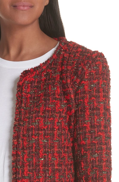 Shop Iro Metallic Tweed Jacket In Red