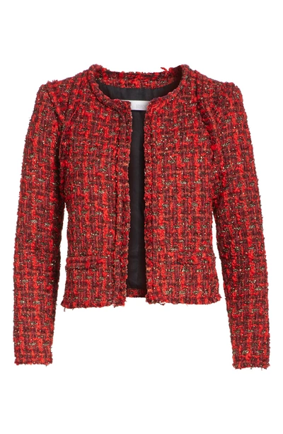 Shop Iro Metallic Tweed Jacket In Red