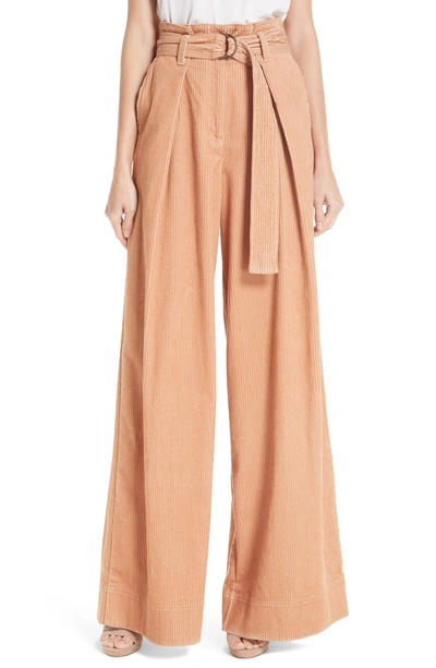 Shop Ulla Johnson Rhodes Paperbag Waist Corduroy Trousers In Camel