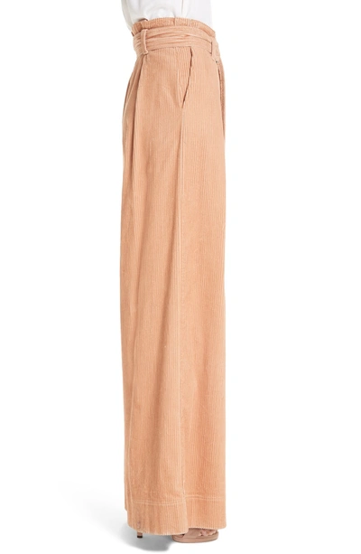 Shop Ulla Johnson Rhodes Paperbag Waist Corduroy Trousers In Camel