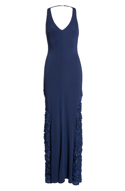 Shop Maria Bianca Nero Emily Sleeveless Gown In Dark Navy