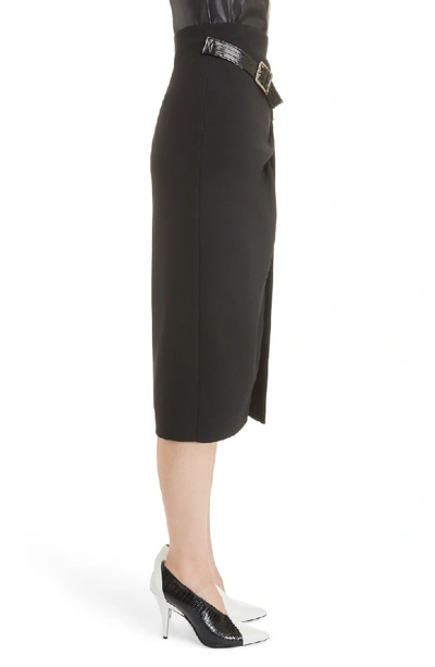 Shop Givenchy Belt Detail Wool Wrap Skirt In Black