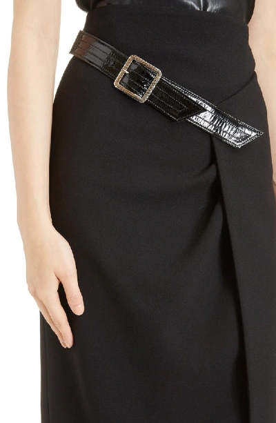 Shop Givenchy Belt Detail Wool Wrap Skirt In Black