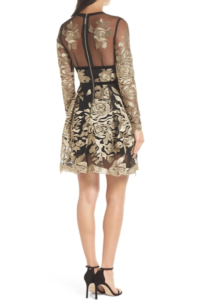 Shop Bronx And Banco Golden Rose Embroidered Minidress In Black/ Gold