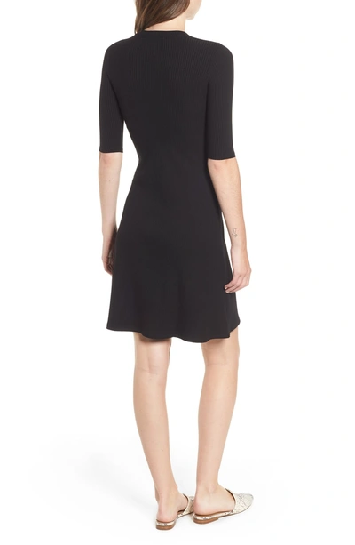 Shop Amour Vert Marilyn Rib Fit & Flare Dress In Black