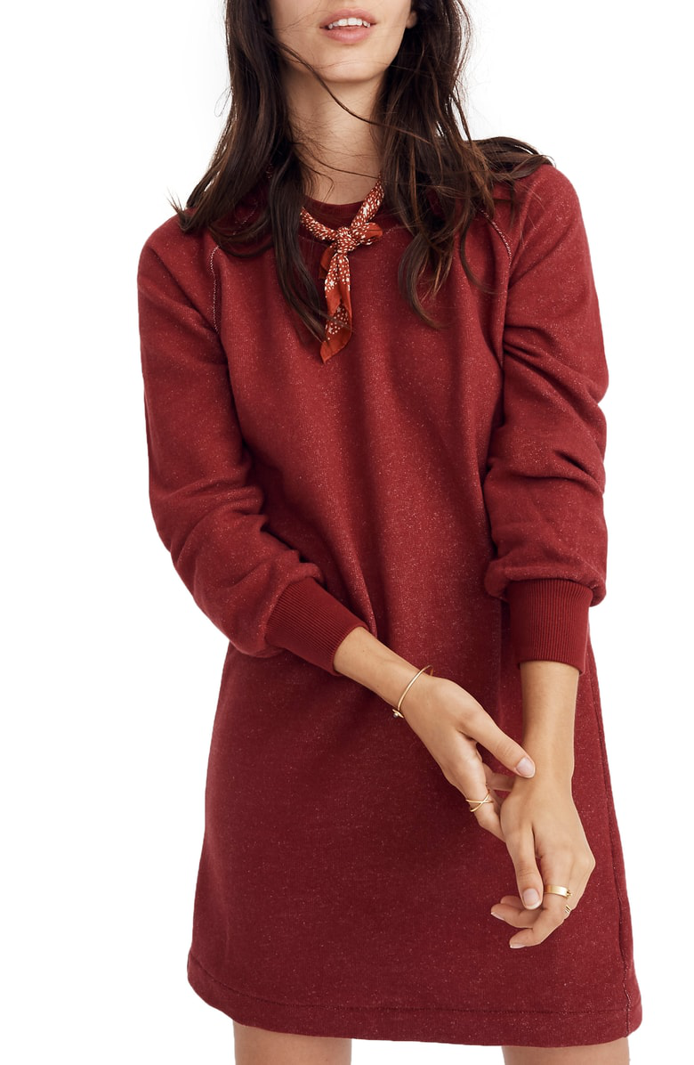 madewell bubble sleeve sweatshirt dress