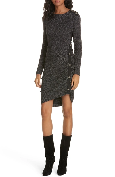 Shop Veronica Beard Ira Ruched Tweed Minidress In Silver