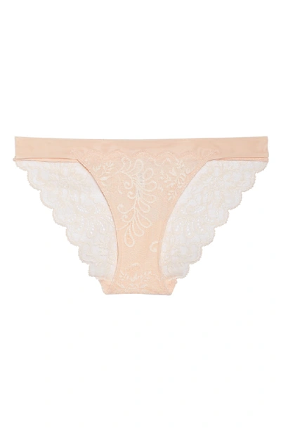 Shop Le Mystere 'sophia' Lace Bikini In Peach Blossom