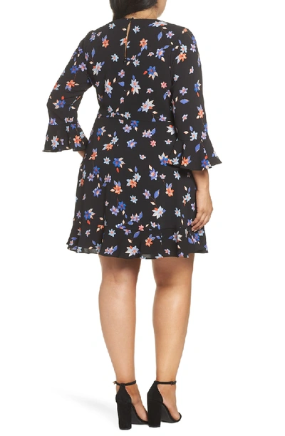 Shop Eliza J Floral Ruffle Sheath Dress In Black