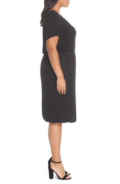 Shop Charles Henry Bloused Knit Dress In Black