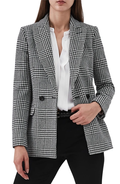 Shop Reiss Langley Houndstooth Wool Blend Jacket In Black/ White