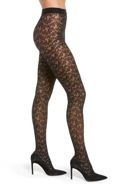 Shop Donna Karan Signature Collection Lace Tights In Black