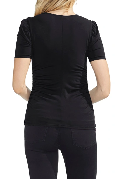Shop Vince Camuto Ruched Tee In Rich Black