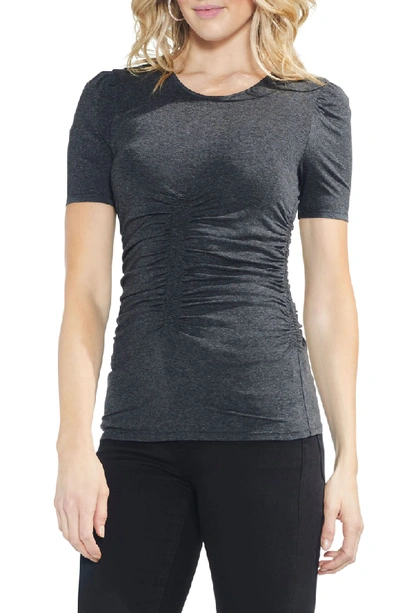 Shop Vince Camuto Ruched Tee In Med Heather Grey