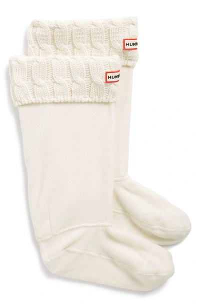 Shop Hunter Original Tall Cable Knit Cuff Welly Boot Socks In Natural White
