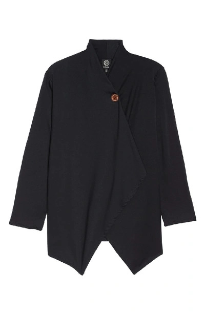 Shop Bobeau One-button Fleece Cardigan In Black/ Black