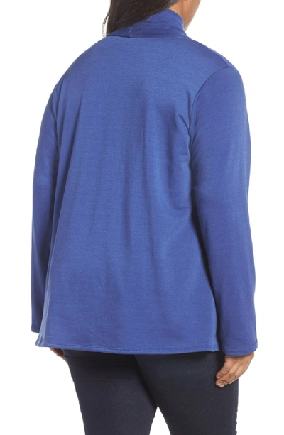 Shop Bobeau One-button Fleece Cardigan In Blue Mazarine