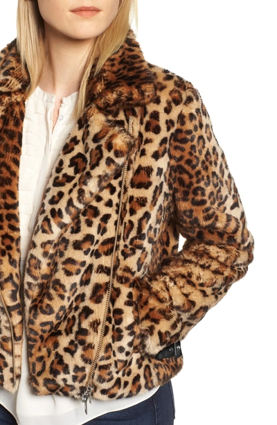 Shop Rebecca Minkoff Faux Fur Moto Jacket In Leopard Multi