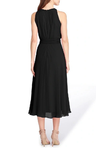 Shop Tahari Sleeveless Chiffon Midi Dress In Black