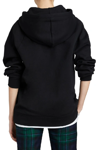 Shop Burberry Krayford Embroidered Cotton Blend Hoodie In Black