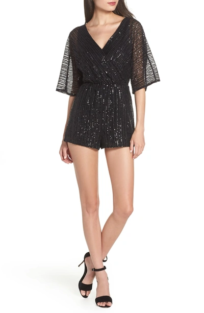 Shop Bb Dakota Sequin Mesh Romper In Black