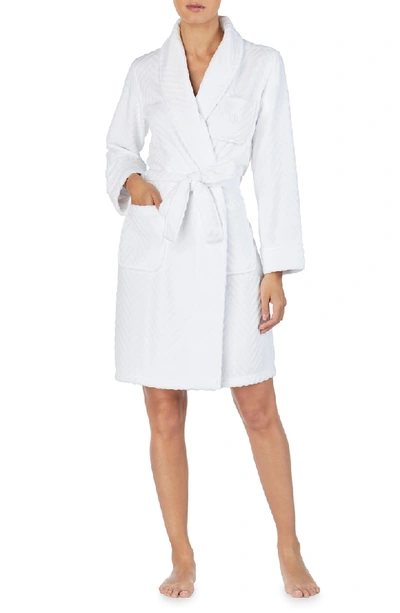 Shop Lauren Ralph Lauren Short Fleece Robe In White