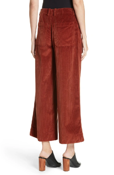 Shop Elizabeth And James Oakley Crop Wide Leg Corduroy Trousers In Copper